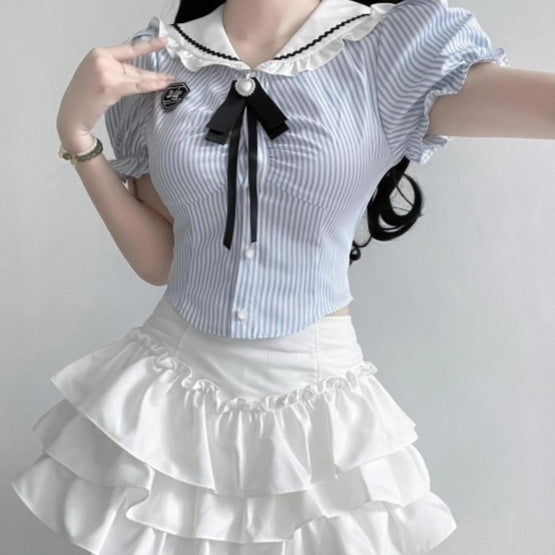 Sweet College Style Two-Piece Set - Hot Girl Waist Trimming Design - Florence Luxe