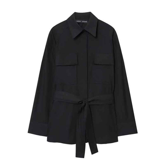 Fashionable And Versatile Lace-up Poplin Shirt