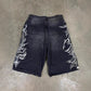 American Gothic Denim Shorts - Retro Printed Vintage Style - Florence Luxe