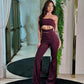 Long Sleeve Slim-Fit Jumpsuit for Women - Stylish Hollowed Out Flared Design