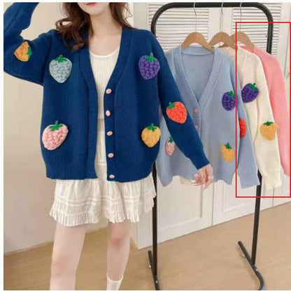 Handmade Embroidery Cardigan - High-End Korean Style Heavy Work Sweater