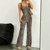 Summer New Slim Fit Backless Printed Jumpsuit for Women - Vintage Long Sleeve Dress Style