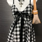 Retro Black and White Plaid Dress - Slim Fit Cinched Sling Bow Design - Florence Luxe